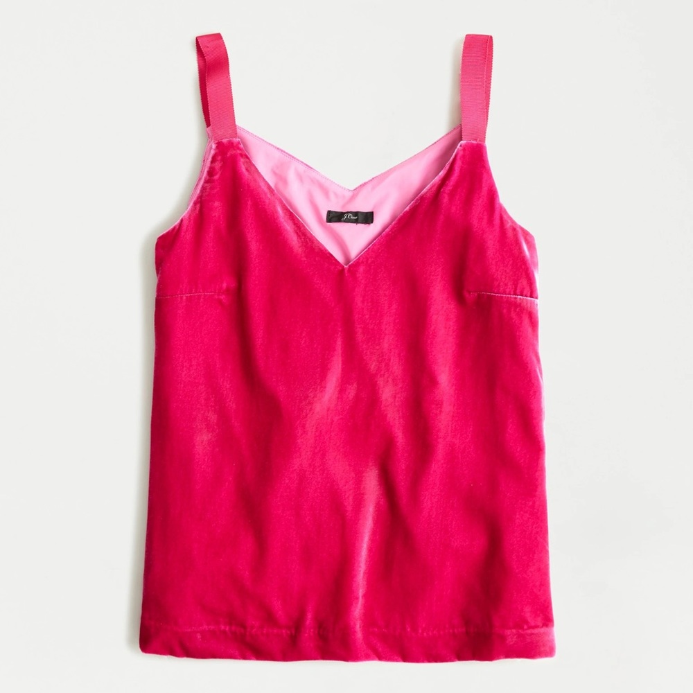 J. Crew Drapey Velvet Camisole Top in hot pink